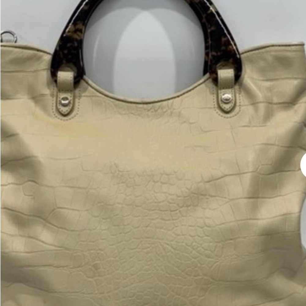 Elaine Turner Juliette Collection Cream Croc-Embossed Bag